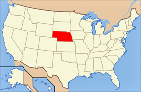 USA map showing location of Nebraska
